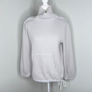 Faherty Echo Thermal Waffle Weave Pullover Sweater Gray S